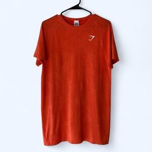 Gymshark Men's Orange Camo Gym Training Athletic T-Shirt‎